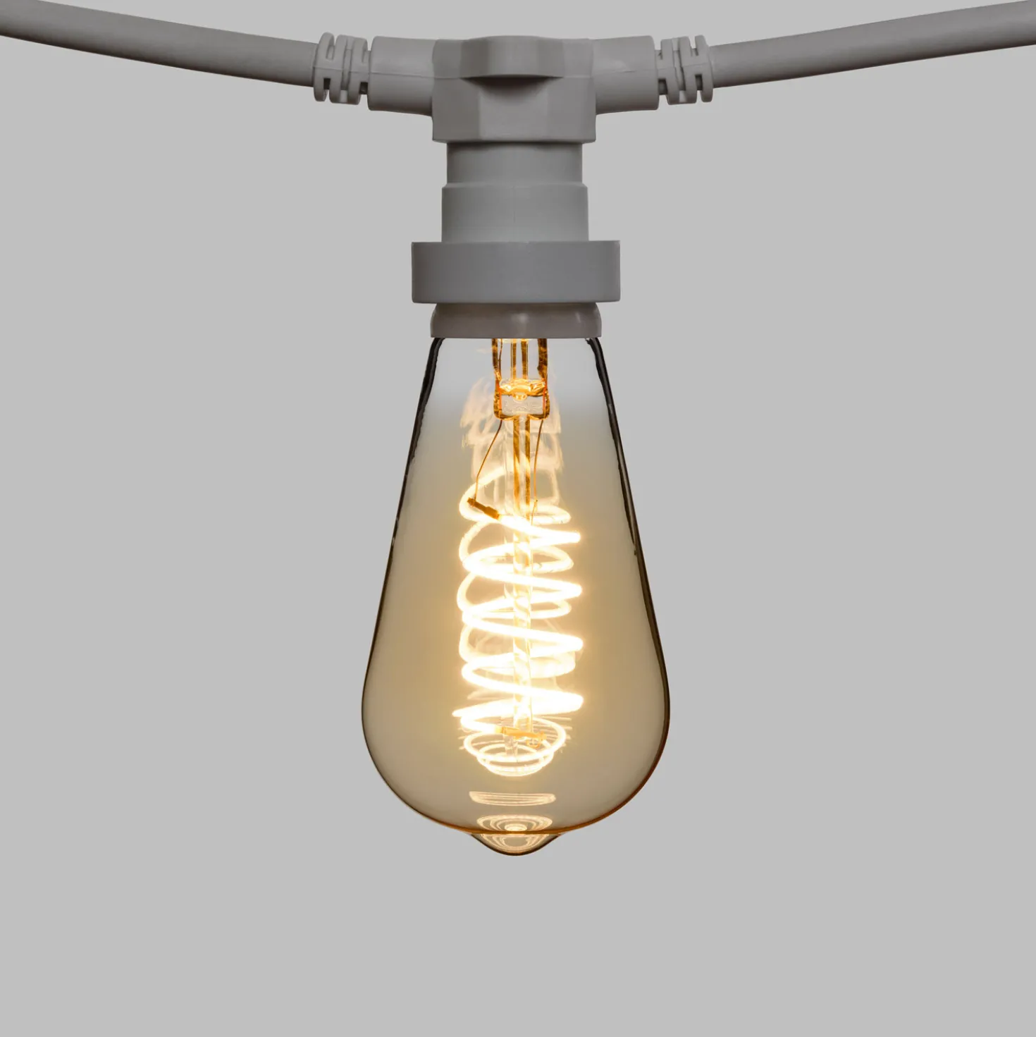 Catena 5 m, 8 lampadine Edison Ø 64 mm di 4 Watt, led a spirale, cavo bianco, prolungabile