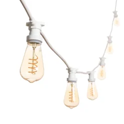Catena 5 m, 8 lampadine Edison Ø 64 mm di 4 Watt, led a spirale, cavo bianco, prolungabile