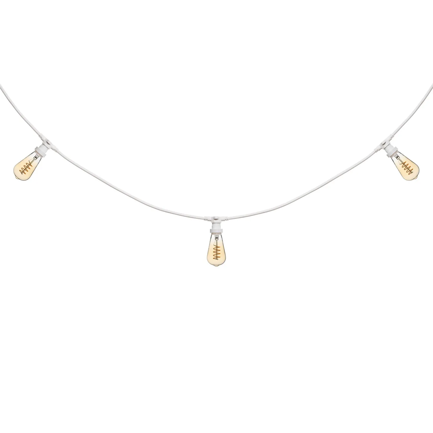 Catena 5 m, 8 lampadine Edison Ø 64 mm di 4 Watt, led a spirale, cavo bianco, prolungabile