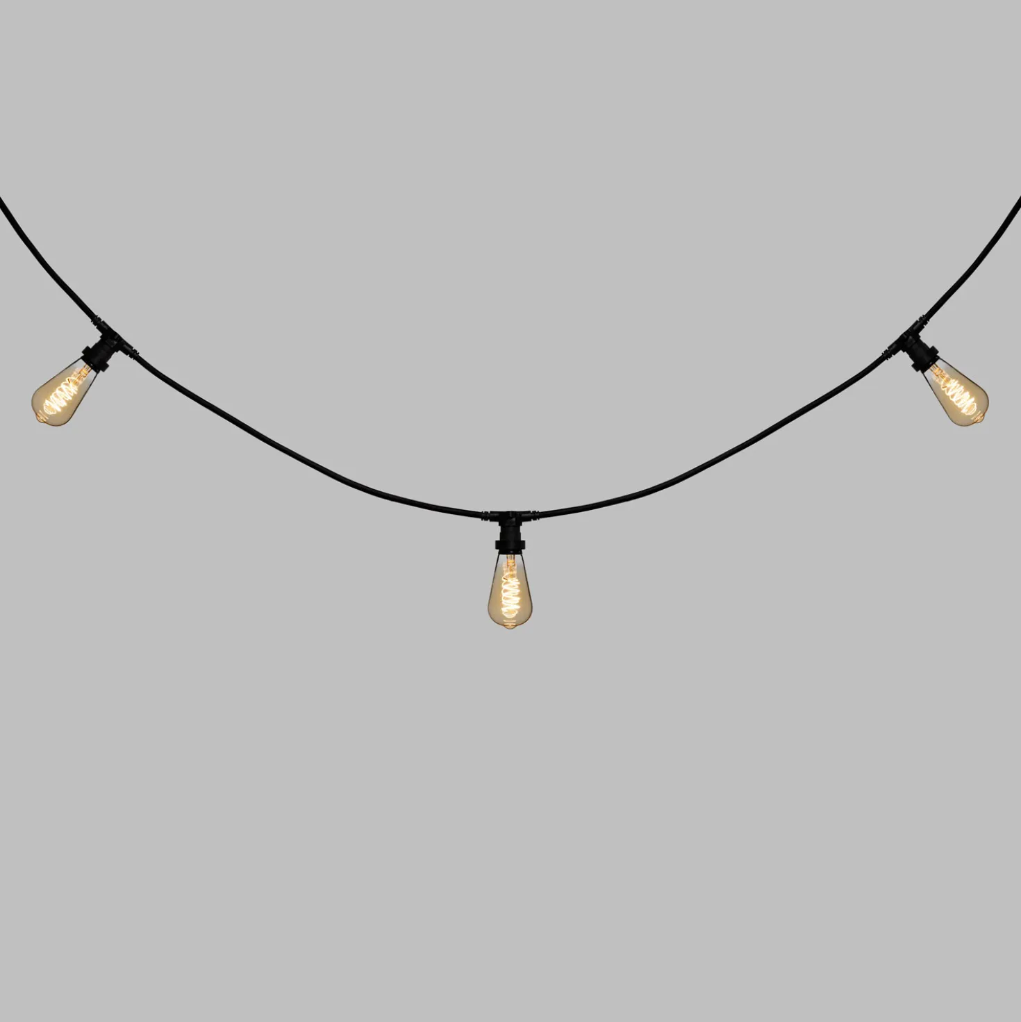 Catena 5 m, 8 lampadine Edison Ø 64 mm di 4 Watt, led a spirale, cavo nero, prolungabile