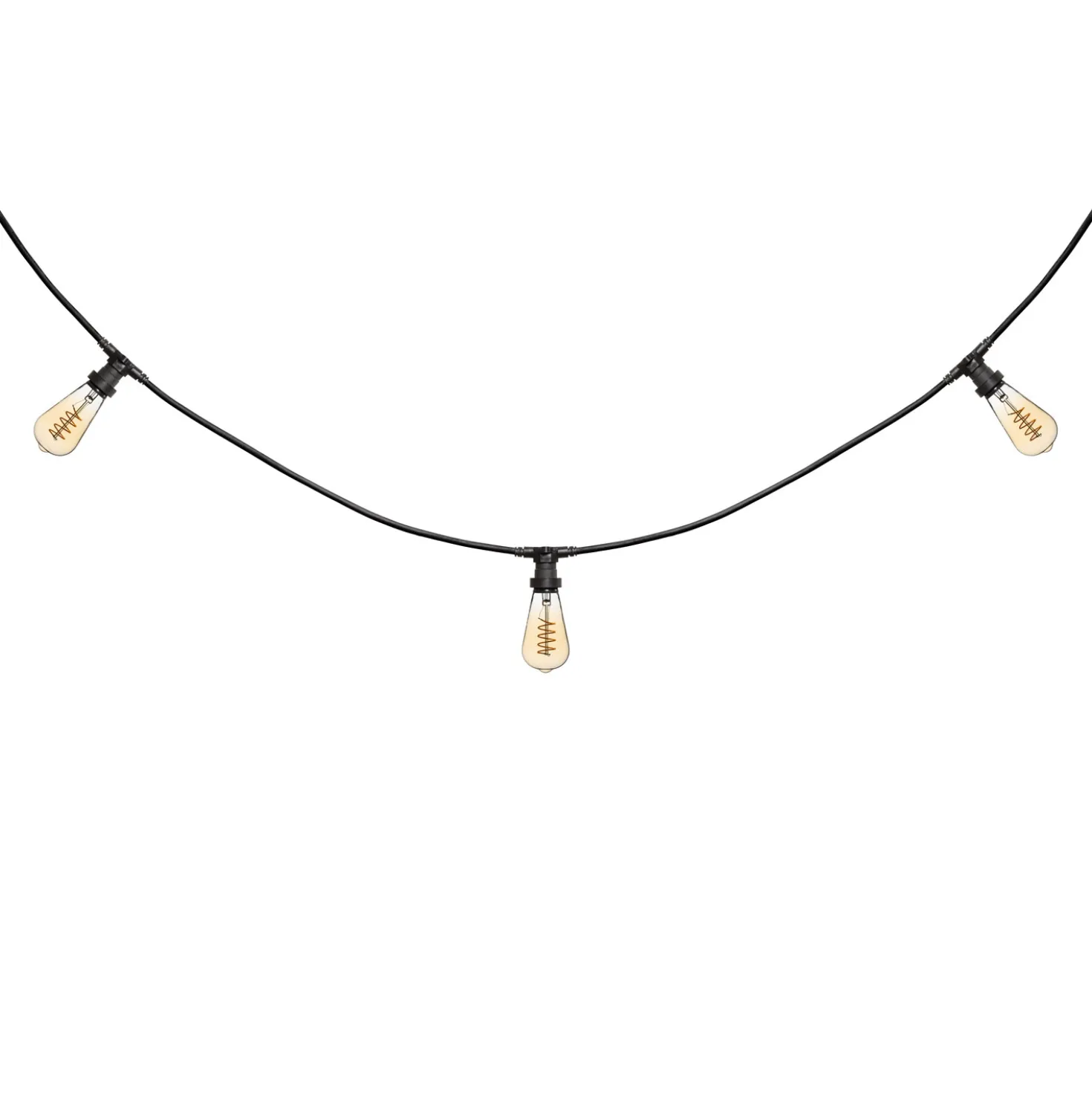Catena 5 m, 8 lampadine Edison Ø 64 mm di 4 Watt, led a spirale, cavo nero, prolungabile