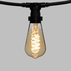 Catena 5 m, 16 lampadine Edison Ø 64 mm di 4 Watt, led a spirale, cavo nero, prolungabile