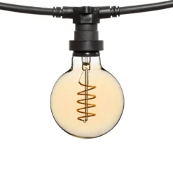 Catena 5 m, 16 lampadine globo Ø 95 mm di 4 Watt, led a spirale, cavo nero, prolungabile