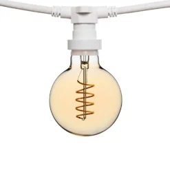 Catena 5 m, 5 lampadine globo Ø 95 mm di 4 Watt led, led a spirale, cavo bianco, prolungabile