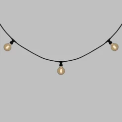 Catena 5 m, 5 lampadine globo Ø 95 mm di 4 Watt, led a spirale, cavo nero, prolungabile