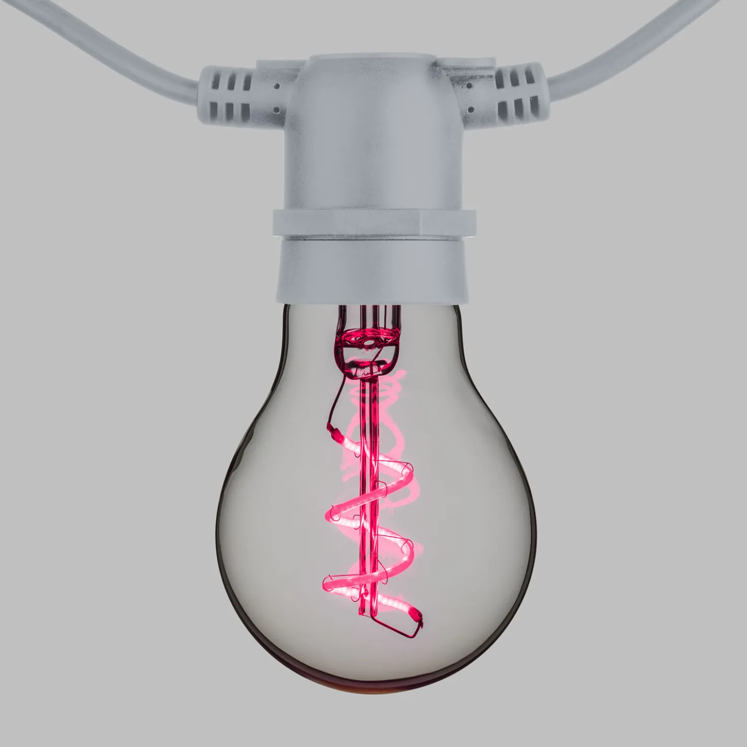 Catena 5 m, 10 lampadine goccia Ø 60 mm, led rosa a spirale, prolungabile