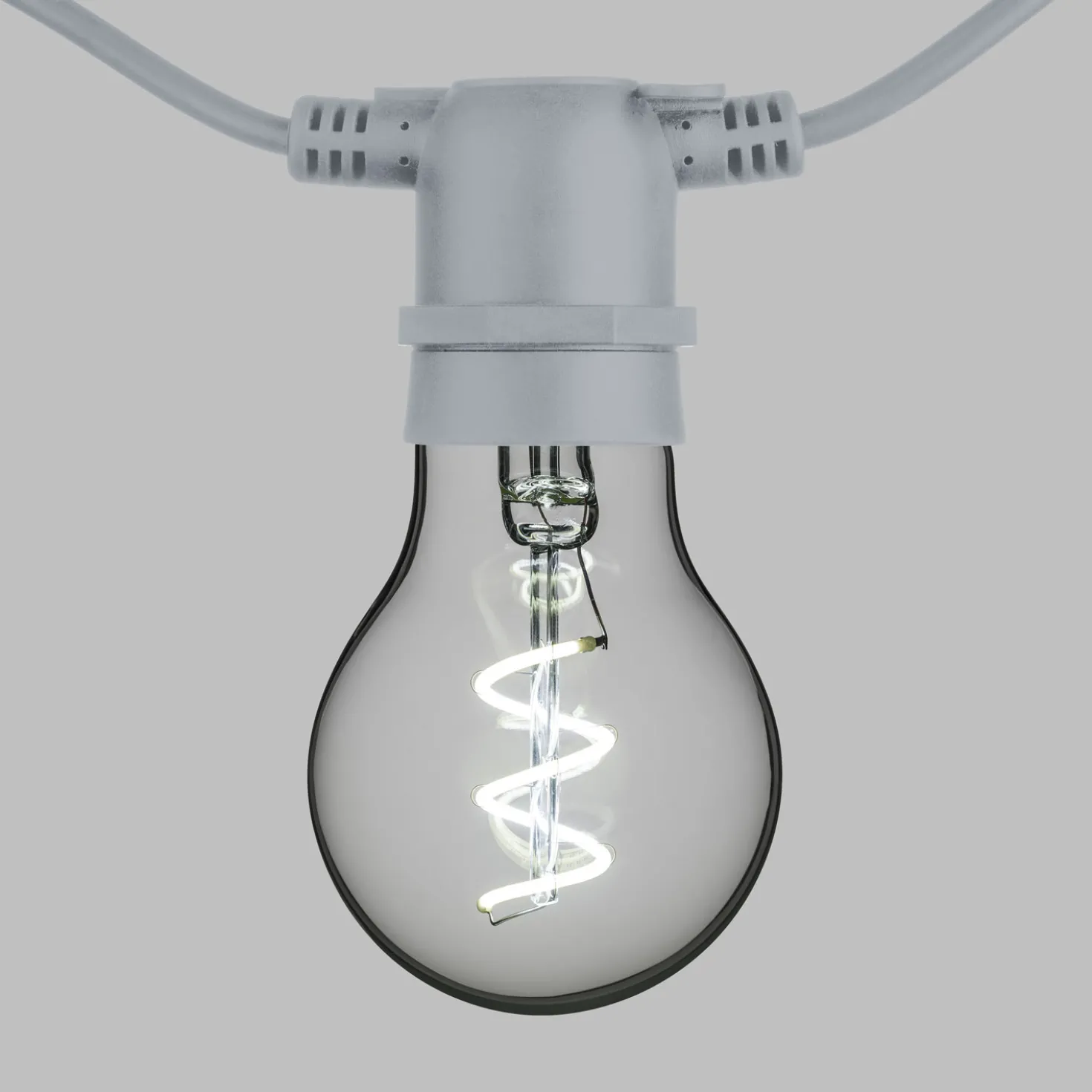 Catena 5 m, 10 lampadine goccia Ø 60 mm, led bianco freddo a spirale, prolungabile