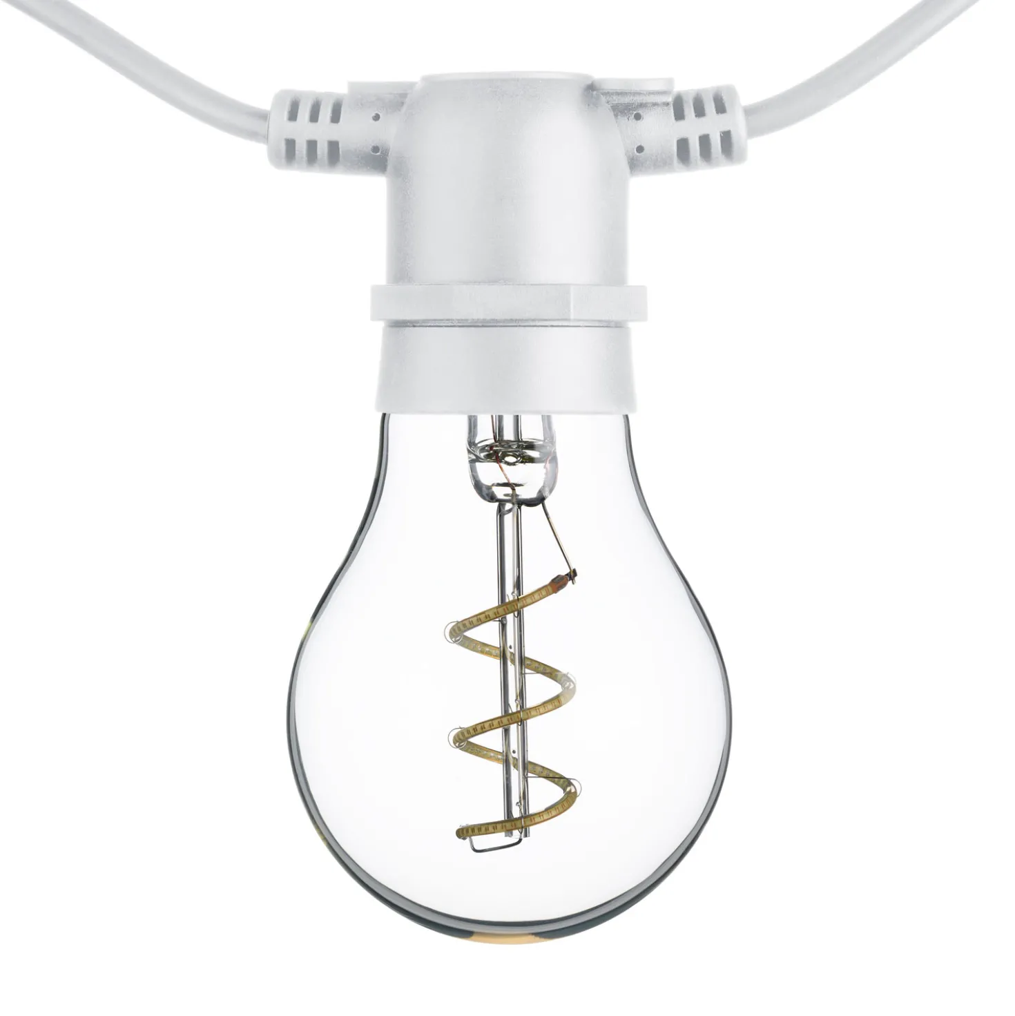 Catena 5 m, 10 lampadine goccia Ø 60 mm, led blu a spirale, prolungabile