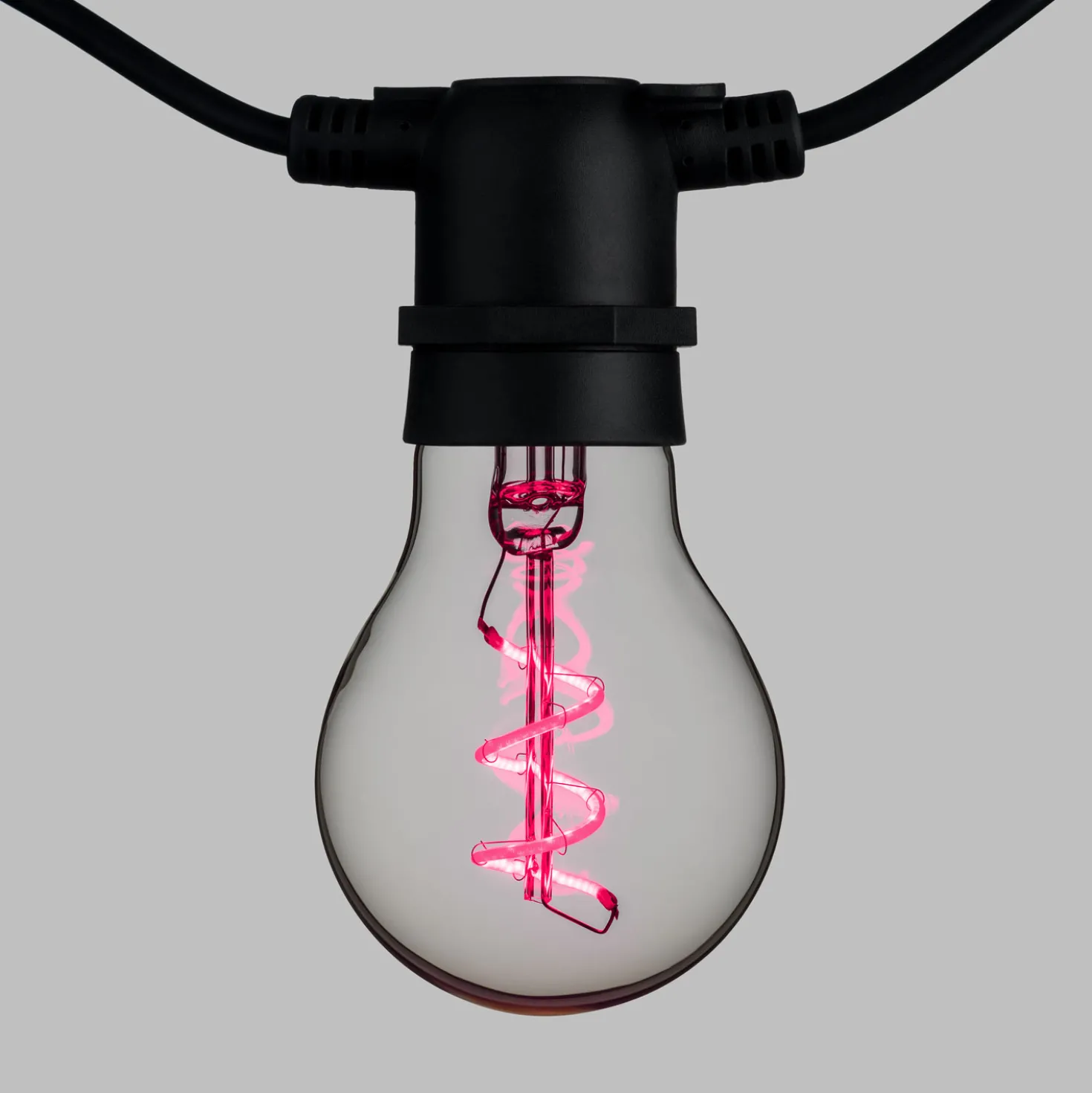 Catena 5 m, 10 lampadine goccia Ø 60 mm, led rosa a spirale, prolungabile