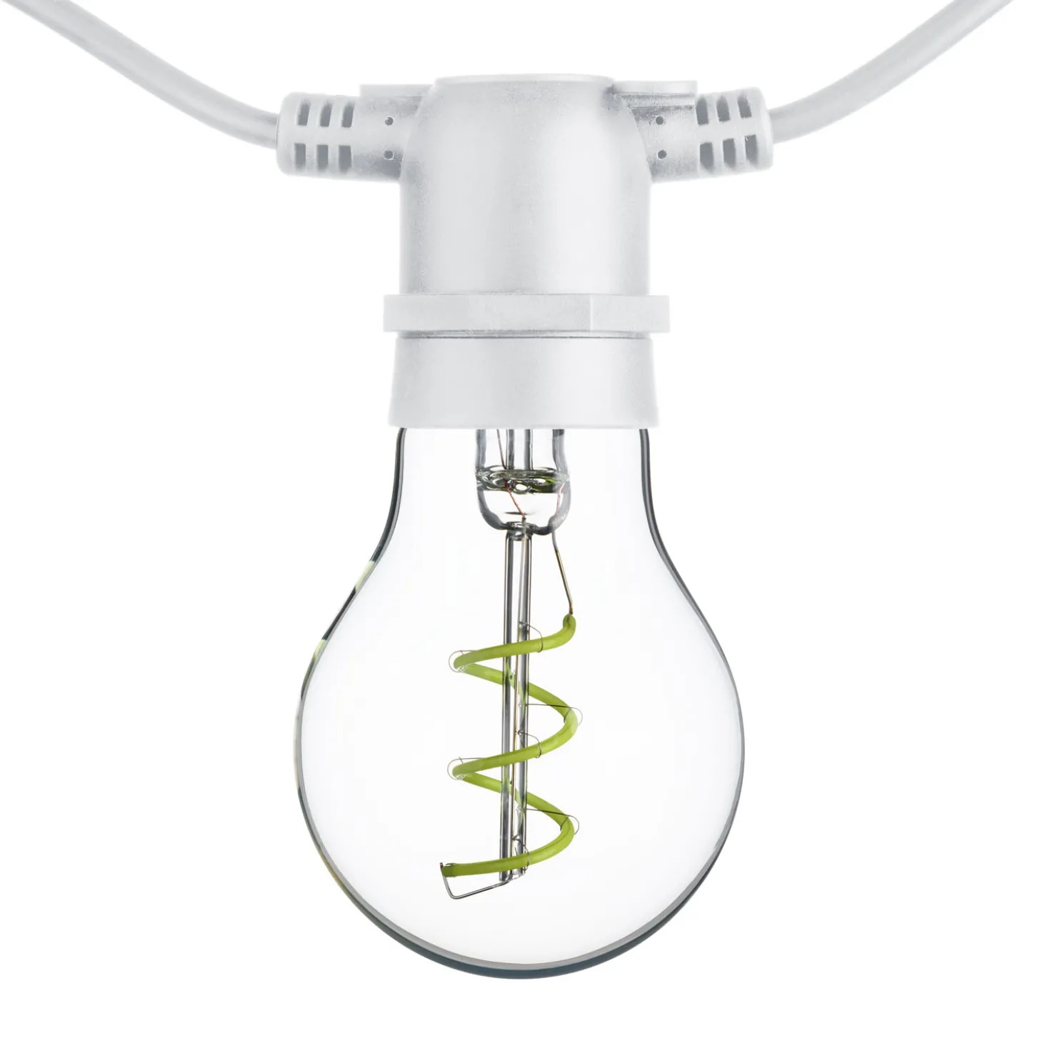 Catena 5 m, 10 lampadine goccia Ø 60 mm, led verde a spirale, prolungabile