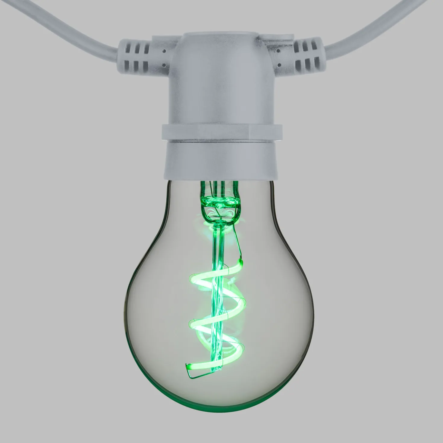 Catena 5 m, 10 lampadine goccia Ø 60 mm, led verde a spirale, prolungabile