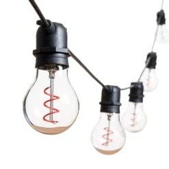 Catena 5 m, 10 lampadine goccia Ø 60 mm, led rosso a spirale, prolungabile