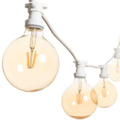 Catena 5 m, 5 lampadine led a globo Ø 125 mm di 4 Watt, cavo bianco, prolungabile
