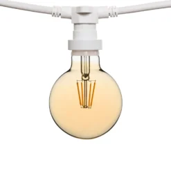Catena 5 m, 5 lampadine led a globo Ø 95 mm di 4 Watt, cavo bianco, prolungabile