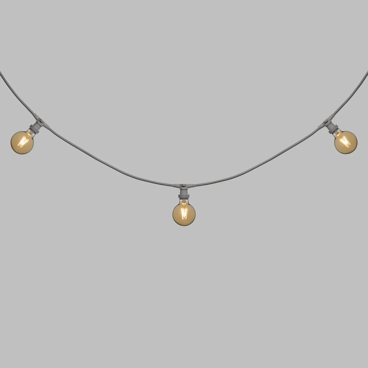 Catena 5 m, 5 lampadine led a globo Ø 95 mm di 4 Watt, cavo bianco, prolungabile