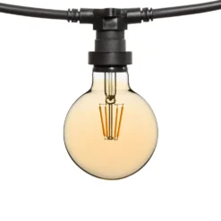 Catena 5 m, 5 lampadine led a globo Ø 95 mm da 4 Watt, cavo nero, prolungabile