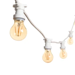 Catena 5 m, 5 lampadine led a goccia Ø 60 mm di 2 Watt, cavo bianco, prolungabile