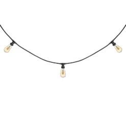 Catena 5 m, 16 lampadine led Edison Ø 64 mm di 4 Watt, cavo nero, prolungabile