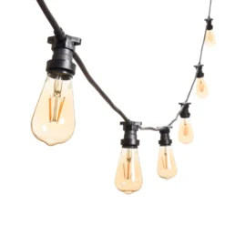 Catena 5 m, 16 lampadine led Edison Ø 64 mm di 4 Watt, cavo nero, prolungabile