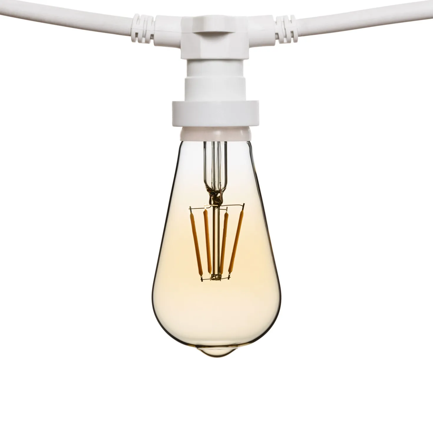 Catena 5 m, 16 lampadine led Edison Ø 64 mm da 4 Watt, cavo bianco, prolungabile