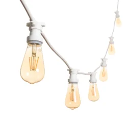 Catena 5 m, 8 lampadine led Edison Ø 64 mm di 4 Watt, cavo bianco, prolungabile