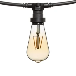 Catena 5 m, 5 lampadine led Edison Ø 64 mm di 4 Watt, cavo nero, prolungabile