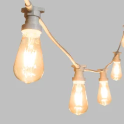 Catena 5 m, 5 lampadine led Edison Ø 64 mm da 4 Watt, cavo bianco, prolungabile