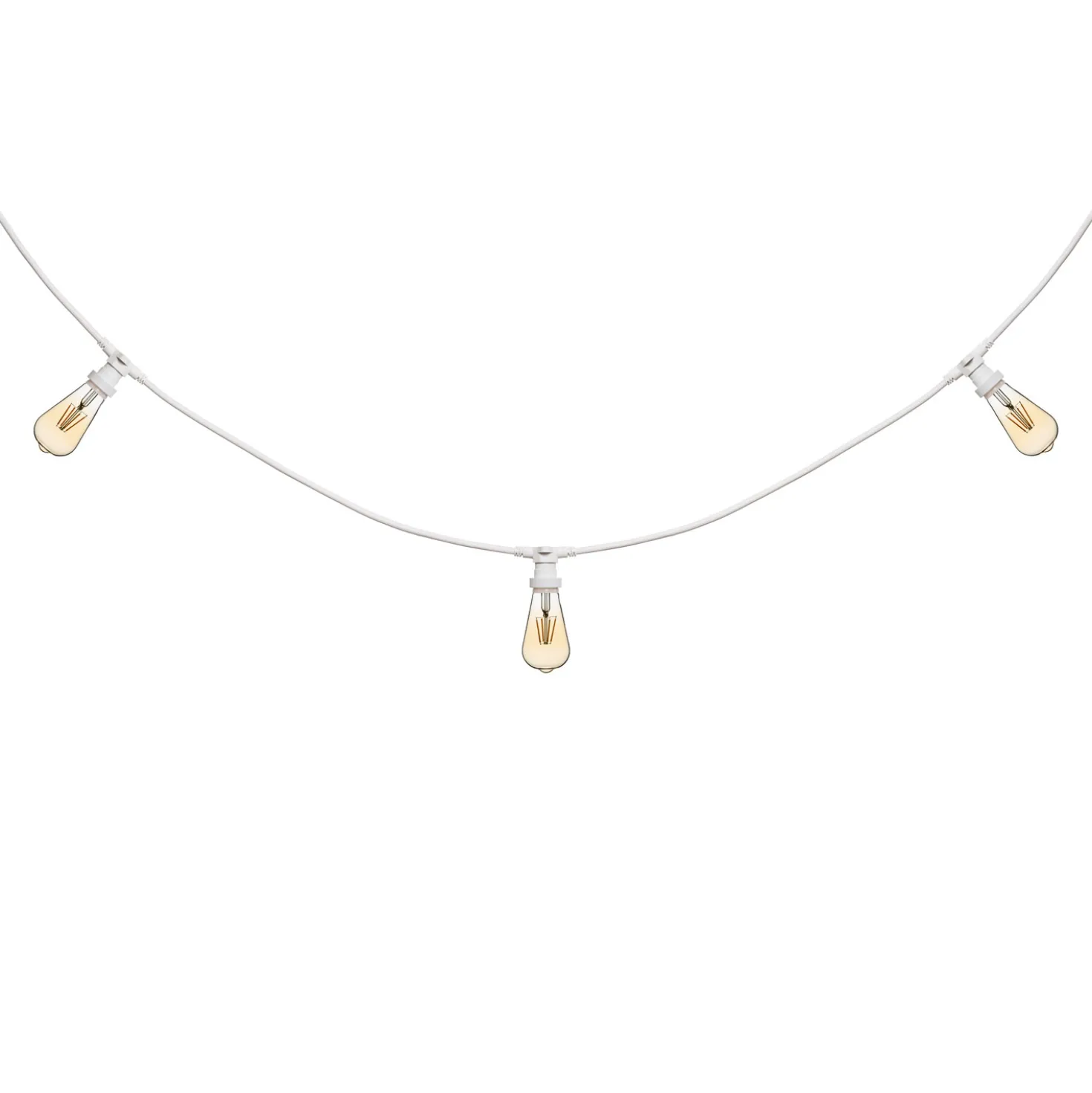 Catena 5 m, 5 lampadine led Edison Ø 64 mm da 4 Watt, cavo bianco, prolungabile