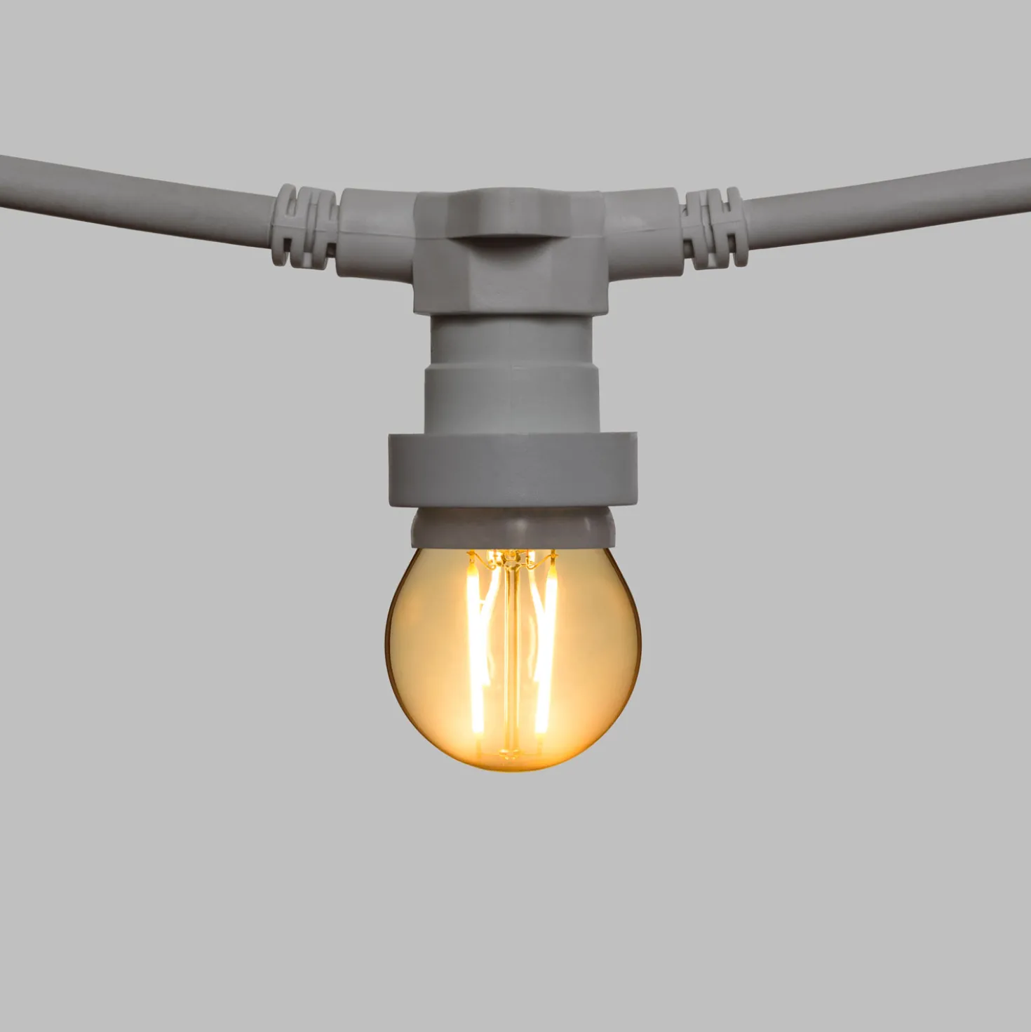 Catena 5 m, 16 lampadine led globo Ø 45 mm di 2 Watt, cavo bianco, prolungabile