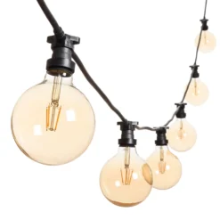 Catena 5 m, 8 lampadine led globo Ø 125 mm di 4 Watt, cavo nero, prolungabile