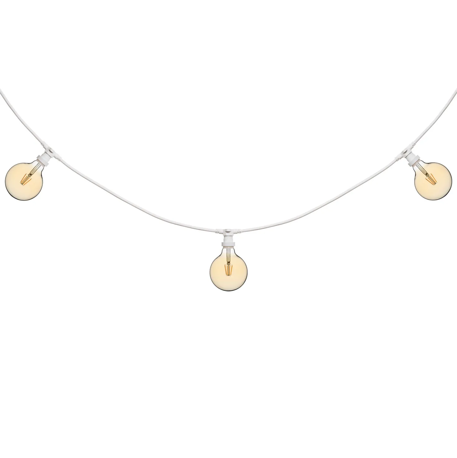 Catena 5 m, 8 lampadine led globo Ø 125 mm di 4 Watt, cavo bianco, prolungabile