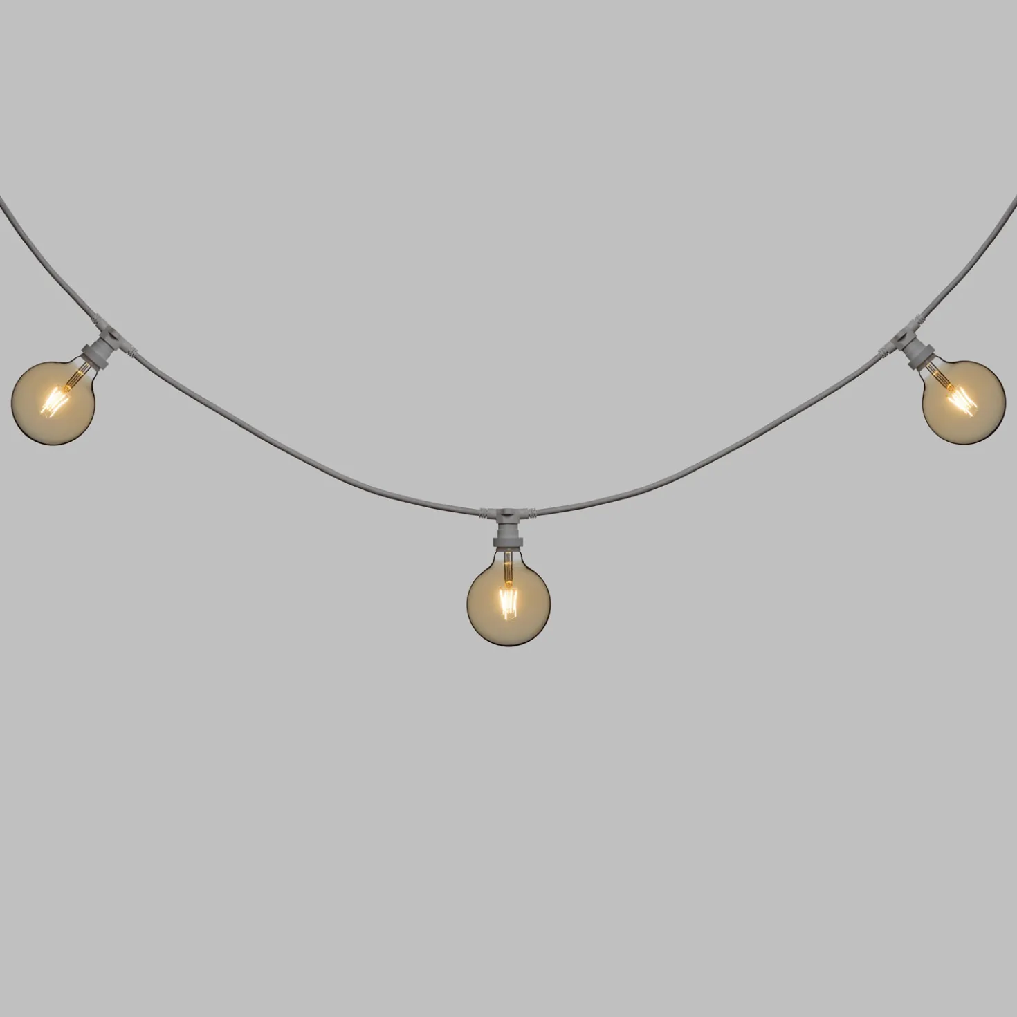 Catena 5 m, 8 lampadine led globo Ø 125 mm di 4 Watt, cavo bianco, prolungabile