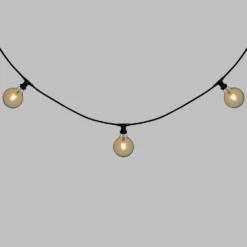 Catena 5 m, 5 lampadine led globo Ø 125 mm di 8 Watt, dimmerabili, cavo nero, prolungabile