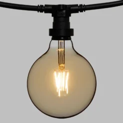 Catena 5 m, 8 lampadine led globo Ø 125 mm di 8 Watt dimmerabili, cavo nero, prolungabile