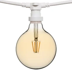 Catena 5 m, 8 lampadine led globo Ø 125 mm di 8 Watt dimmerabili, cavo bianco, prolungabile