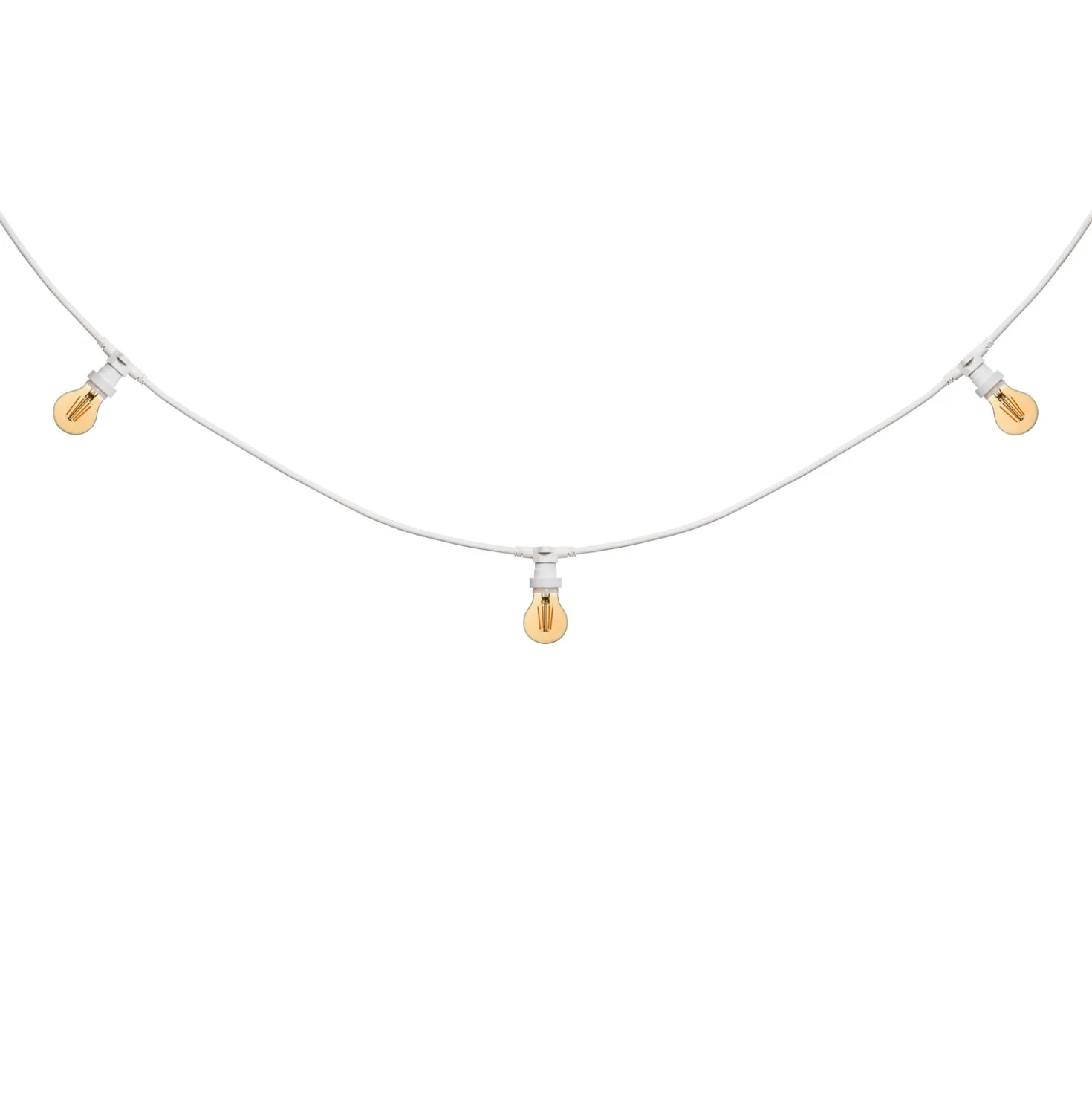 Catena 5 m, 8 lampadine led goccia Ø 60 mm di 4 Watt, dimmerabili, cavo bianco, prolungabile