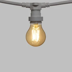 Catena 5 m, 5 lampadine led goccia Ø 67 mm di 8 Watt, dimmerabili, cavo bianco, prolungabile