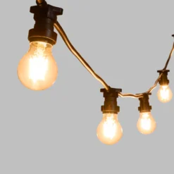Catena 5 m, 5 lampadine led goccia Ø 60 mm da 4 Watt, cavo nero, prolungabile