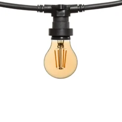 Catena 5 m, 5 lampadine led goccia Ø 60 mm da 4 Watt, cavo nero, prolungabile