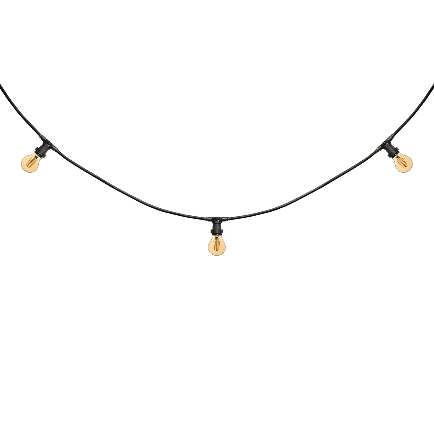 Catena 5 m, 8 lampadine led goccia Ø 67 mm di 8 Watt dimmerabili, cavo nero, prolungabile