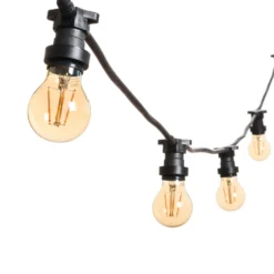 Catena 5 m, 5 lampadine led goccia Ø 67 mm di 8 Watt, dimmerabili, cavo nero, prolungabile
