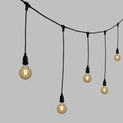 Catena 5 m, 8 lampadine led pendenti globo Ø 95 mm da 4 watt dimmerabili, h 70 cm, prolungabile