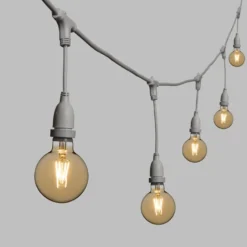 Catena 5 m, 8 lampadine led pendenti globo Ø 95 mm da 4 Watt, h 30 cm, prolungabile