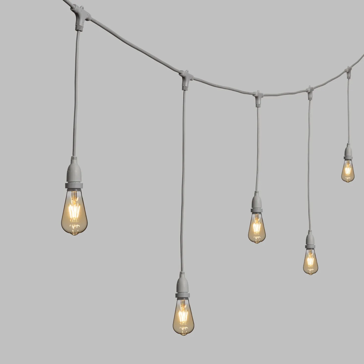 Catena 5 m, 8 lampadine led pendenti Edison Ø 64 mm di 4 watt dimmerabili, h 70 cm, prolungabile