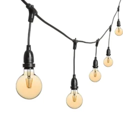 Catena 5 m, 8 lampadine led pendenti globo Ø 95 mm di 8 Watt dimmerabili, h 30 cm, prolungabile