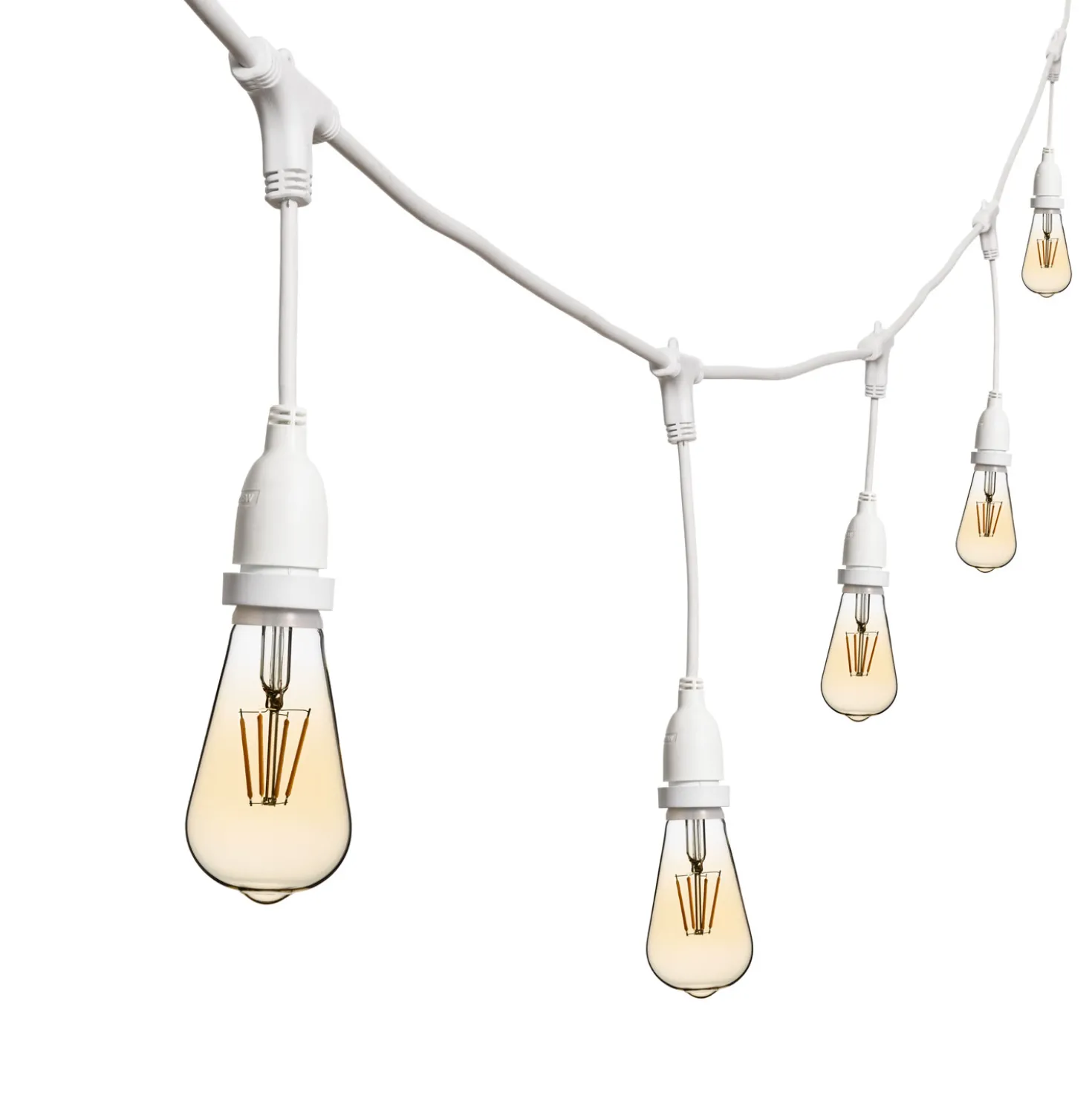 Catena 5 m, 8 lampadine led pendenti Edison Ø 64 mm di 4 watt dimmerabili, h 30 cm, prolungabile