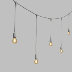 Catena 5 m, 8 lampadine led pendenti goccia Ø 60 mm di 2 Watt, h 70 cm, prolungabile