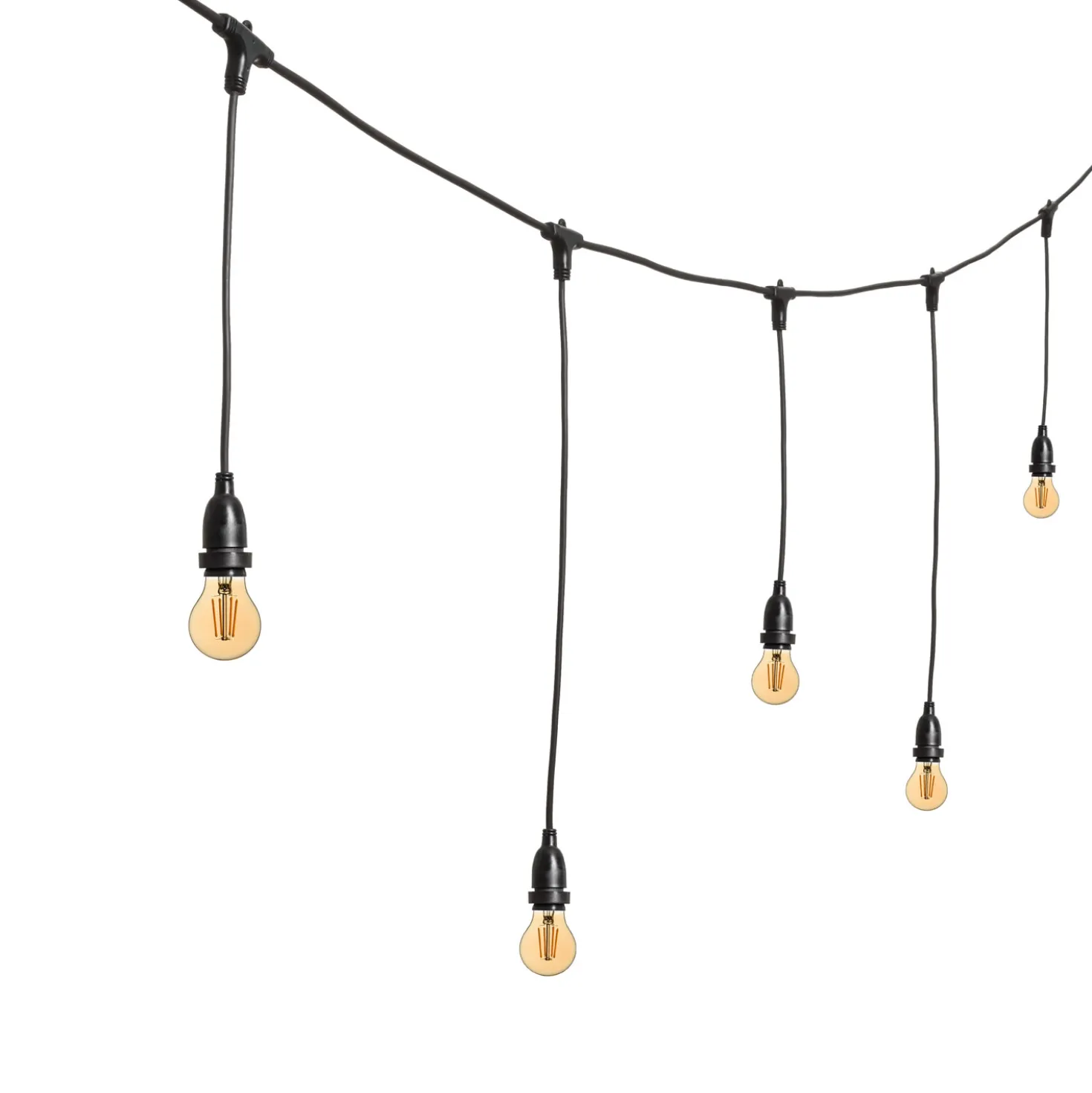 Catena 5 m, 8 lampadine led pendenti goccia Ø 67 mm 8 Watt dimmerabili, h 70 cm, prolungabile