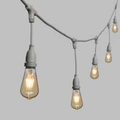 Catena 5 m, 8 lampadine led pendenti Edison Ø 64 mm di 4 Watt, h 30 cm, prolungabile