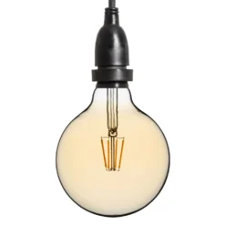 Catena 5 m, 8 lampadine led pendenti globo Ø 125 mm di 4 Watt, h 70 cm, prolungabile
